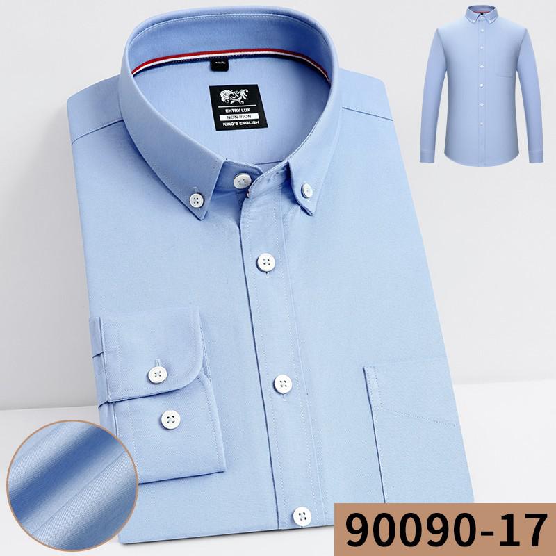 High Quality 100% Cotton Men Oxford Shirt Casual Solid Long-Sleeved Shirts Button Collar Design Regular Fit 4XL 3XL