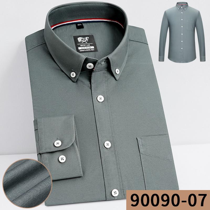 High Quality 100% Cotton Men Oxford Shirt Casual Solid Long-Sleeved Shirts Button Collar Design Regular Fit 4XL 3XL
