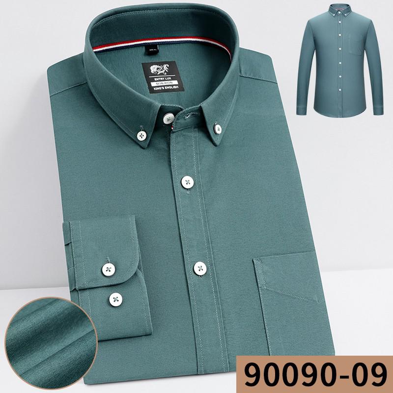 High Quality 100% Cotton Men Oxford Shirt Casual Solid Long-Sleeved Shirts Button Collar Design Regular Fit 4XL 3XL
