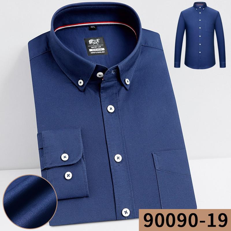 High Quality 100% Cotton Men Oxford Shirt Casual Solid Long-Sleeved Shirts Button Collar Design Regular Fit 4XL 3XL