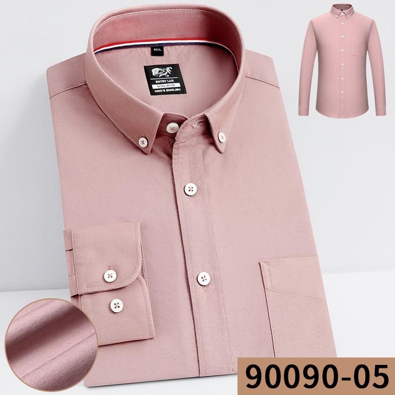 High Quality 100% Cotton Men Oxford Shirt Casual Solid Long-Sleeved Shirts Button Collar Design Regular Fit 4XL 3XL